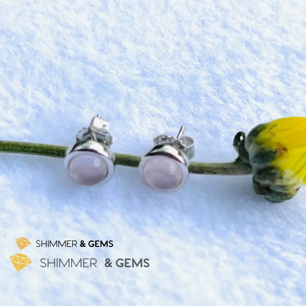 Rose Quartz 6Mm Round Earrings (Love And Harmony)