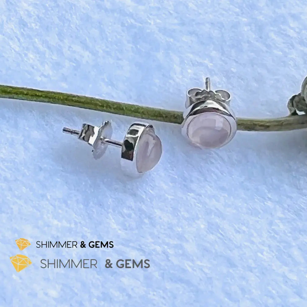 Rose Quartz 6Mm Round Earrings (Love And Harmony) (Per Pair)