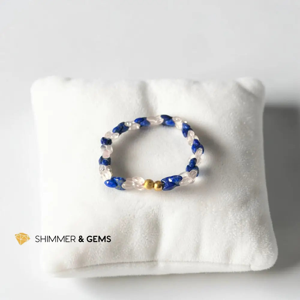 Rose Quartz and Lapis Lazuli Special Braided/Chain Beads Bracelet - 6.5’’