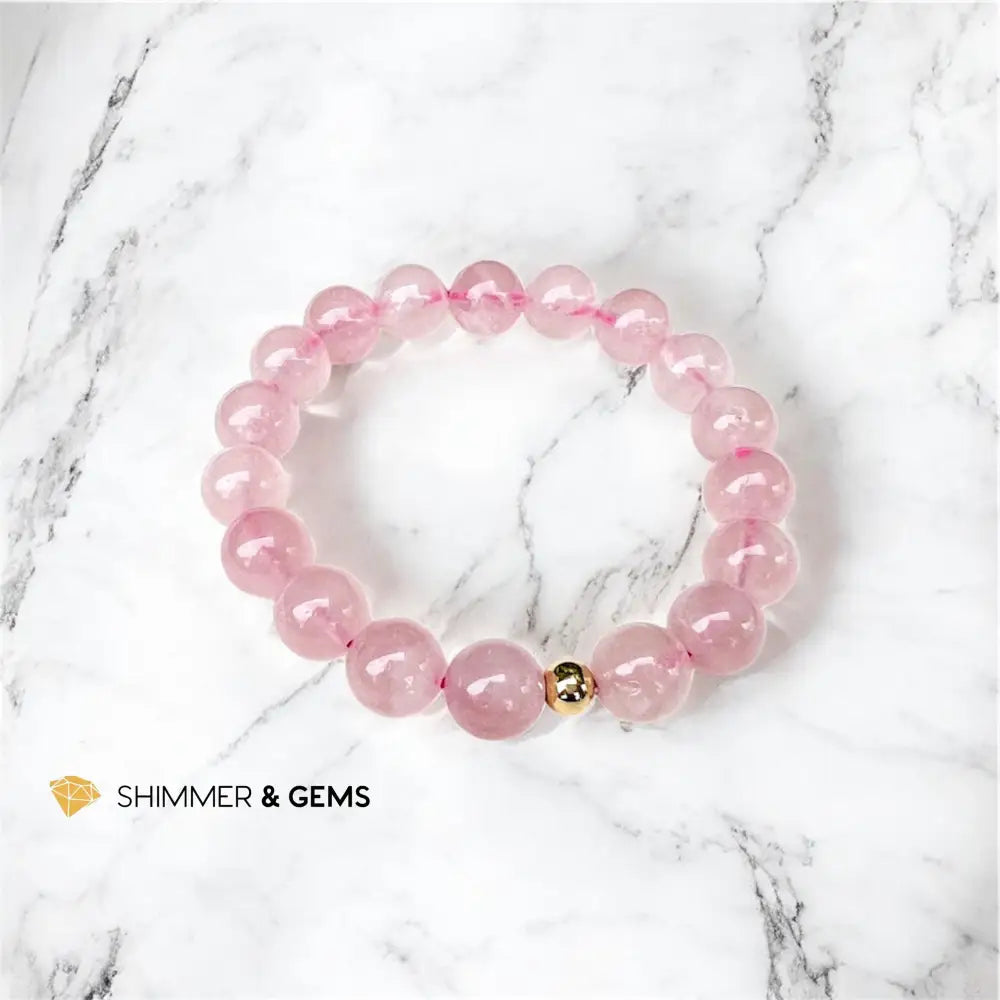 Rose Quartz Bracelet (10mm with 14k gold) 5.5’’