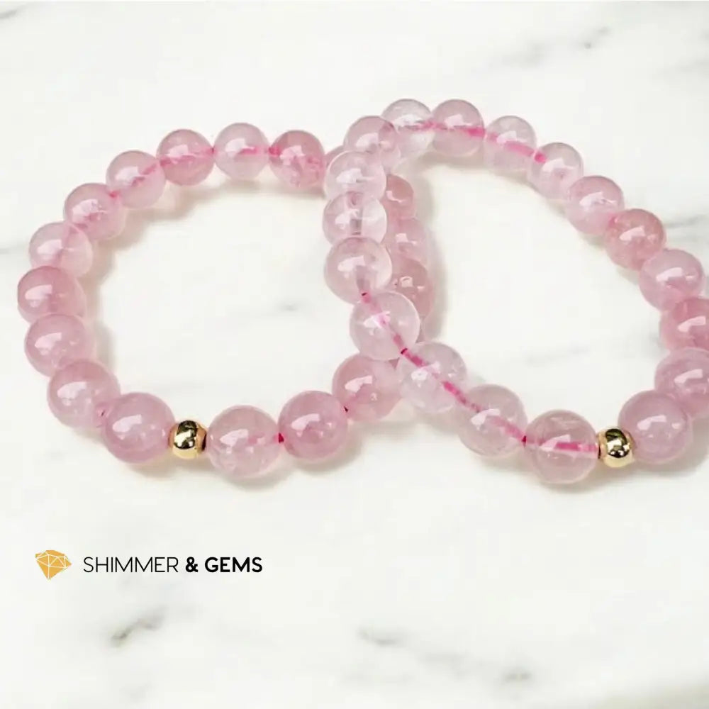 Rose Quartz Bracelet (10mm with 14k gold) 6.5’’