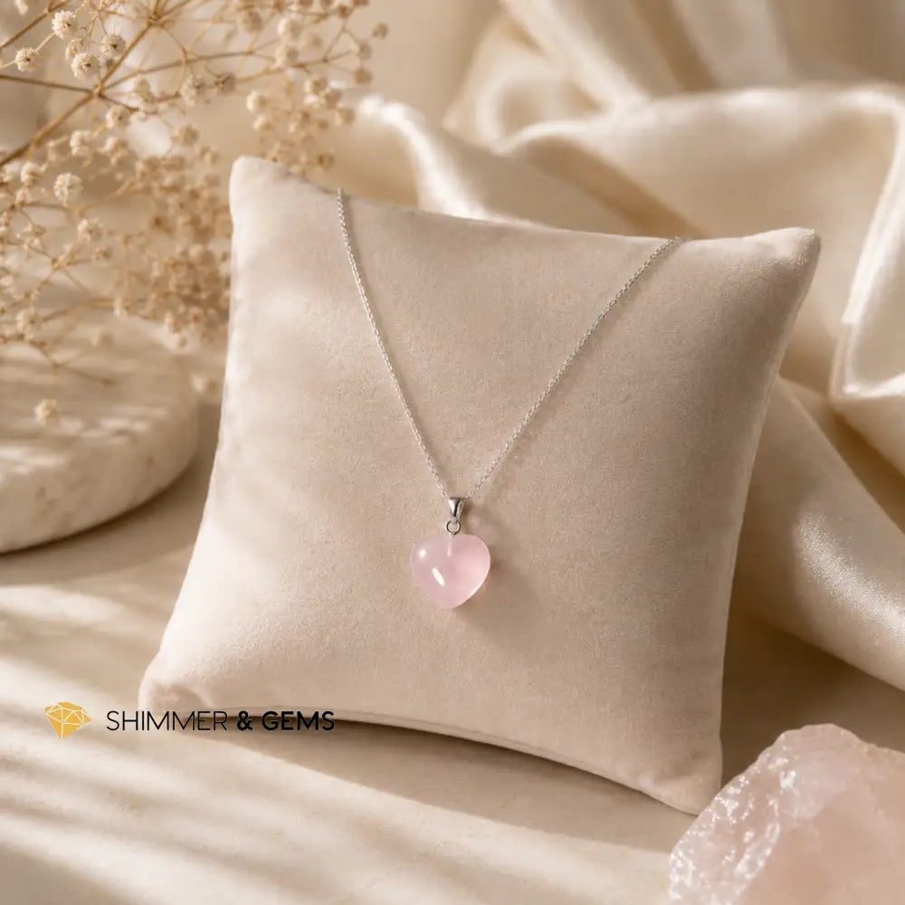 Rose Quartz Heart 12mm Pendant - 12mm Pendant