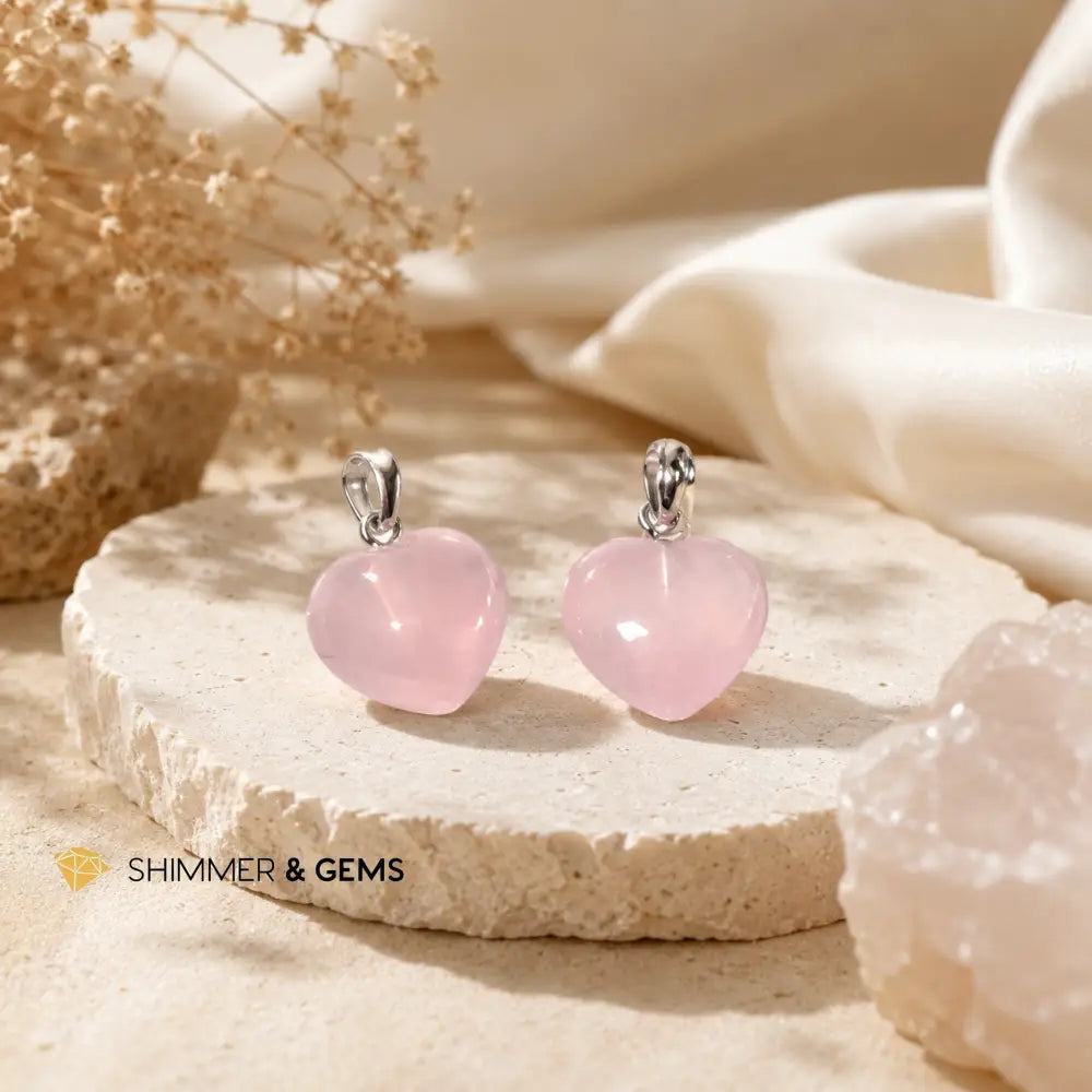 Rose Quartz Heart 12mm Pendant - 12mm Pendant