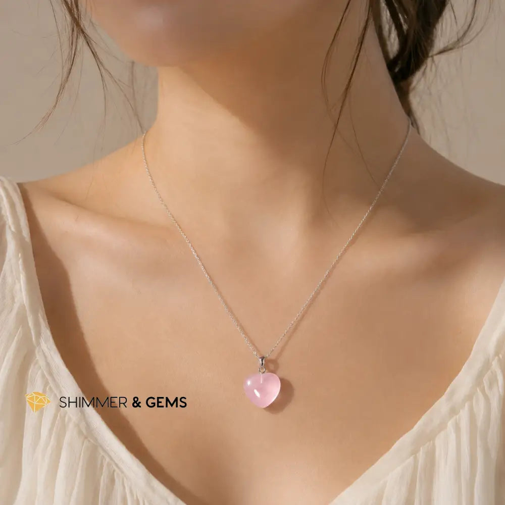 Rose Quartz Heart 12mm Pendant - 12mm Pendant