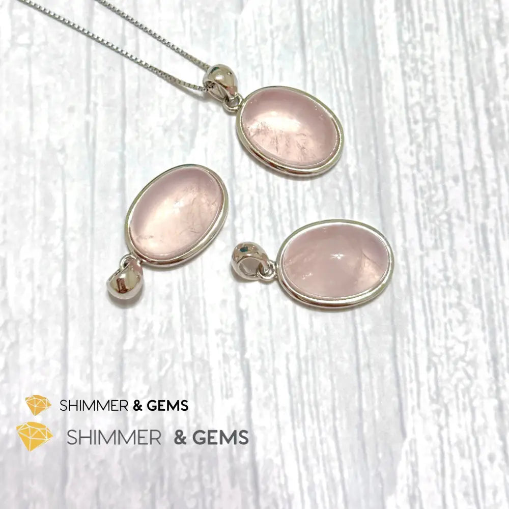 Rose Quartz Oval Pendant 925 Silver 13x18mm Oval Pendant Only Charms & Pendants