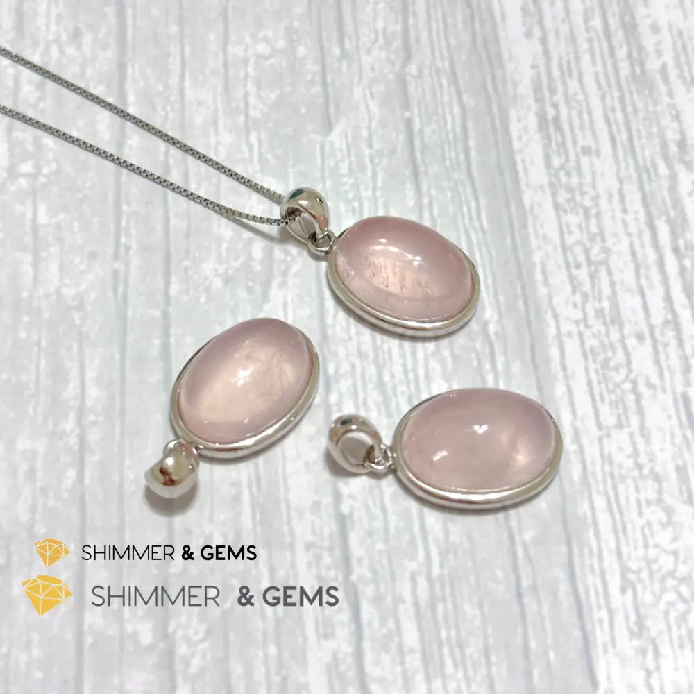 Rose Quartz Oval Pendant 925 Silver 13x18mm Oval Pendant Only Charms & Pendants