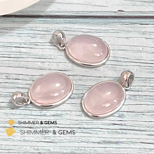 Rose Quartz 13X18Mm Oval Pendant 925 Silver Only Charms & Pendants