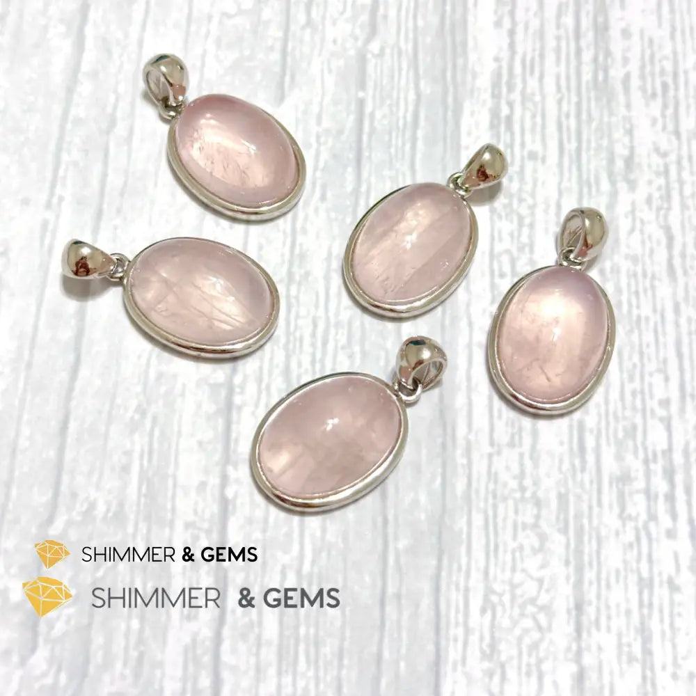Rose Quartz Oval Pendant 925 Silver 13x18mm Oval Pendant Only Charms & Pendants