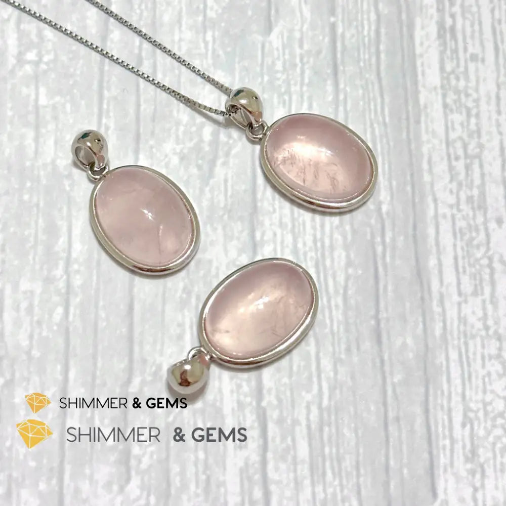 Rose Quartz Oval Pendant 925 Silver 13x18mm Oval Pendant Only Charms & Pendants