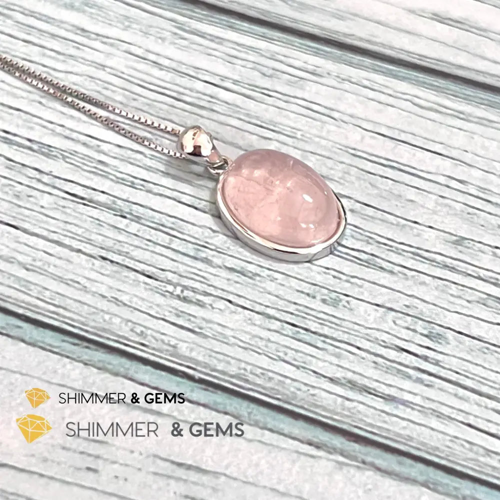 Rose Quartz 13X18Mm Oval Pendant 925 Silver Charms & Pendants