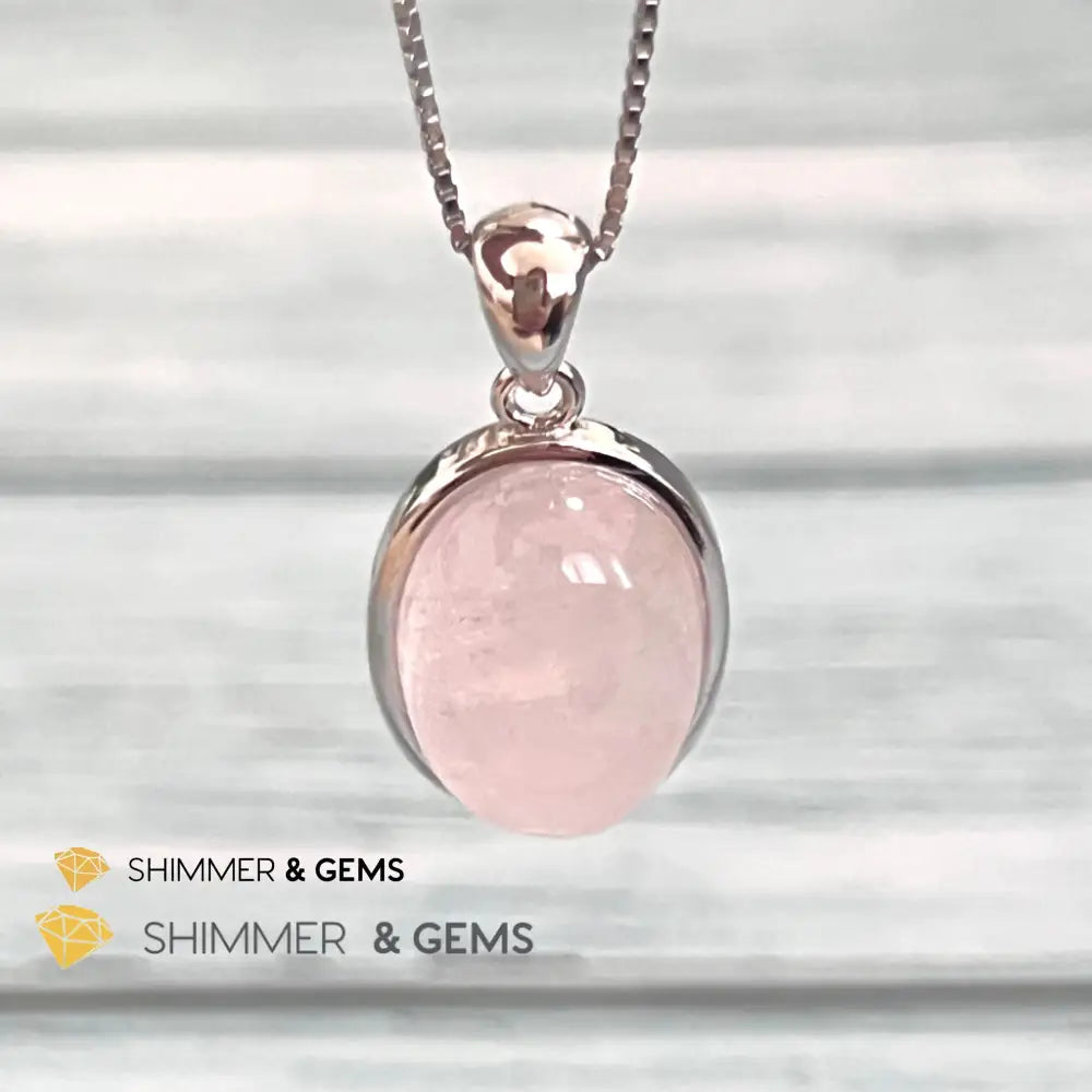 Rose Quartz 13X18Mm Oval Pendant 925 Silver Charms & Pendants