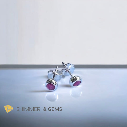 Ruby 4mm Bezel Earrings (Self Confidence)