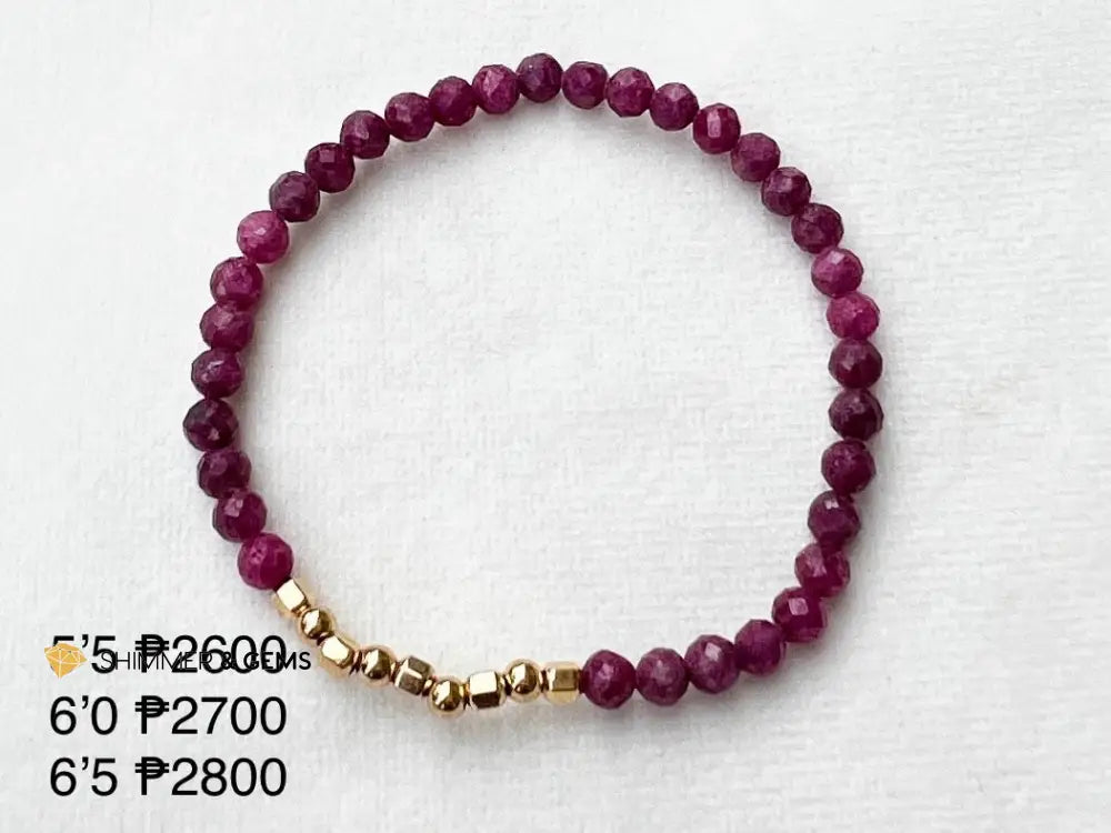 Ruby Fortune 9 Bracelet (3mm with 14k gold) 5.5’’