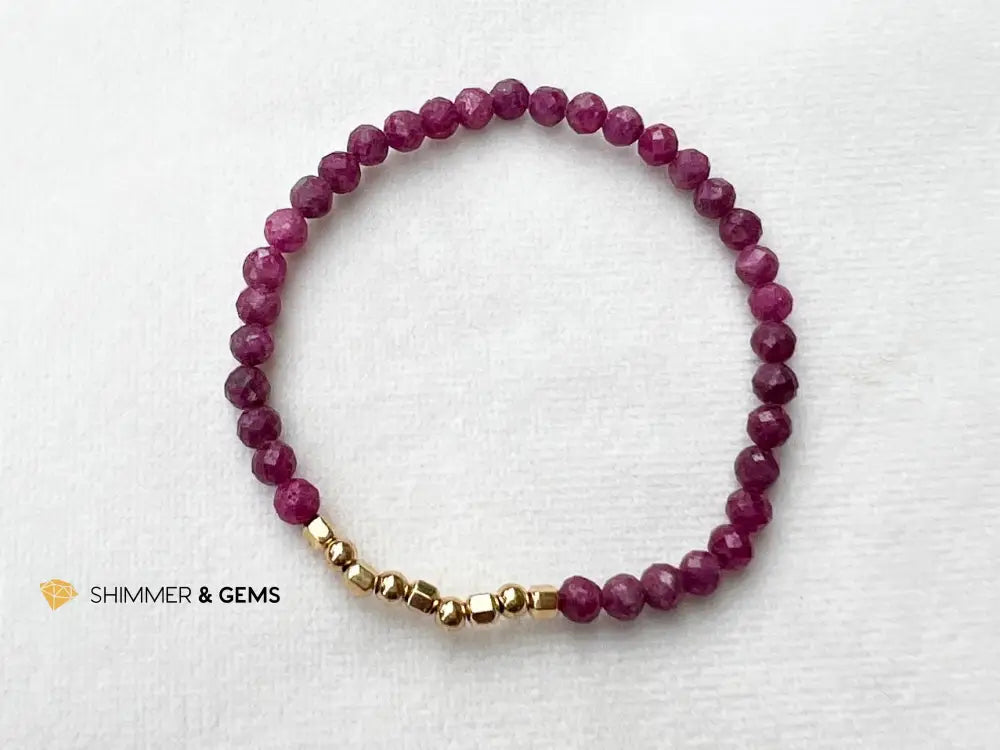 Ruby Fortune 9 Bracelet (3mm with 14k gold) 6.5’’