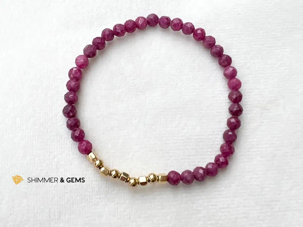 Ruby Fortune 9 Bracelet (3mm with 14k gold) 6’’