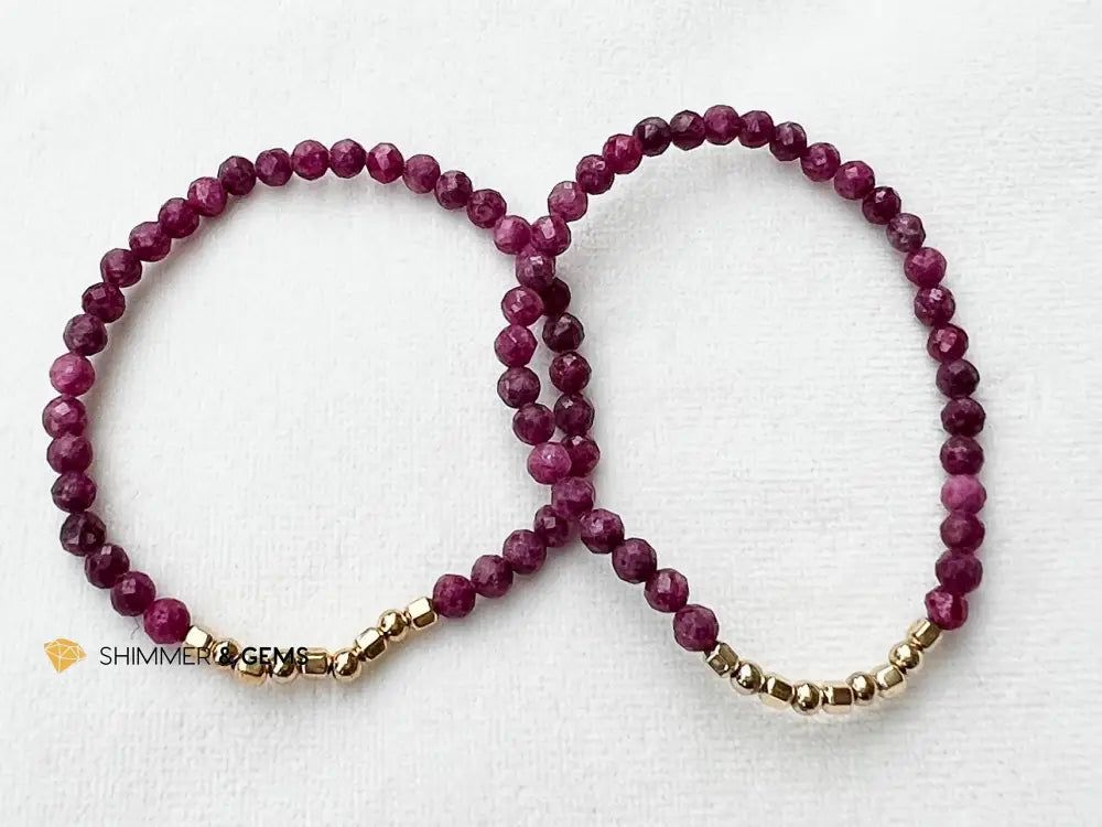 Ruby Fortune 9 Bracelet (3mm with 14k gold)