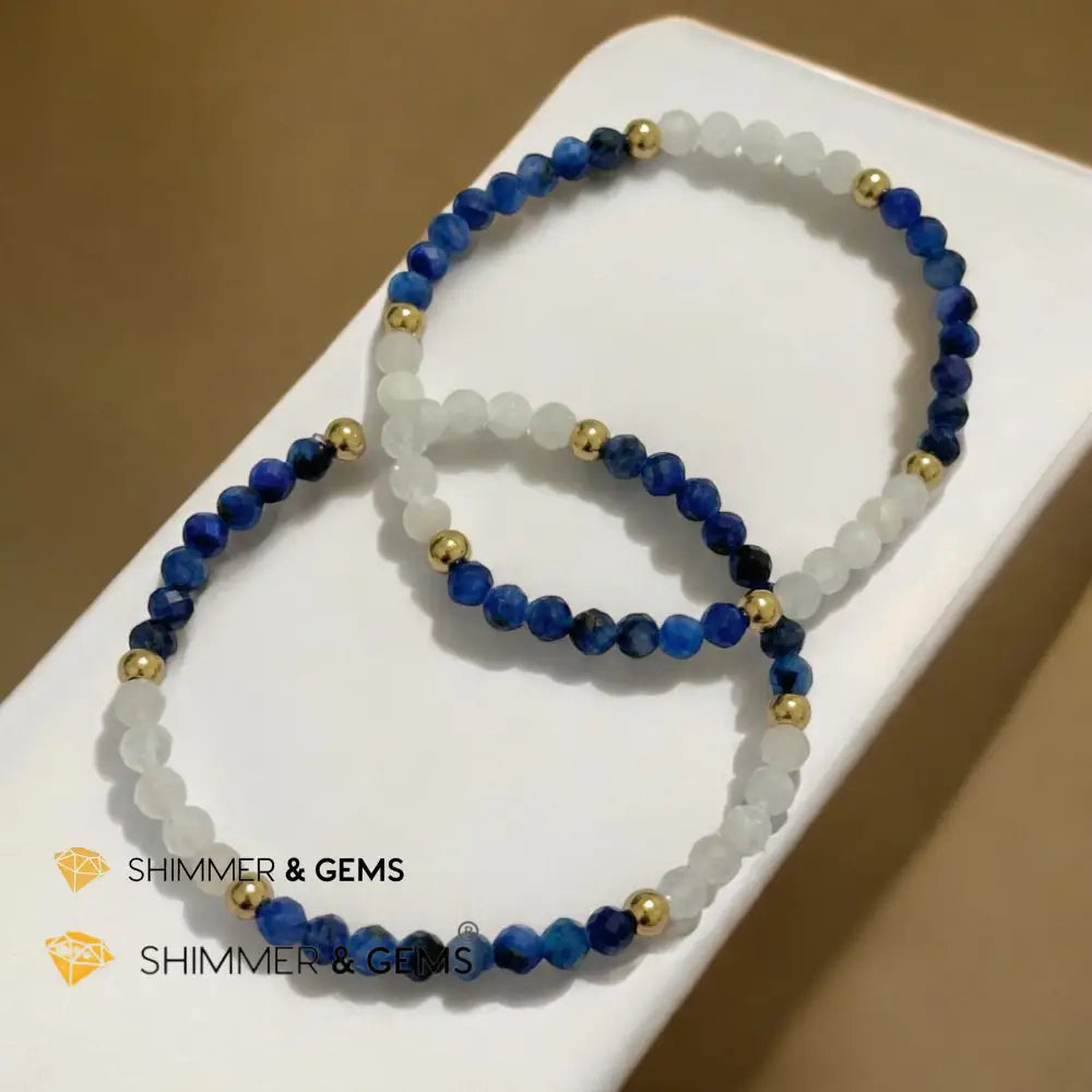 Safe Travels 4mm Bracelet with Stainless Steel Beads (Moonstone & Kyanite) Bracelets