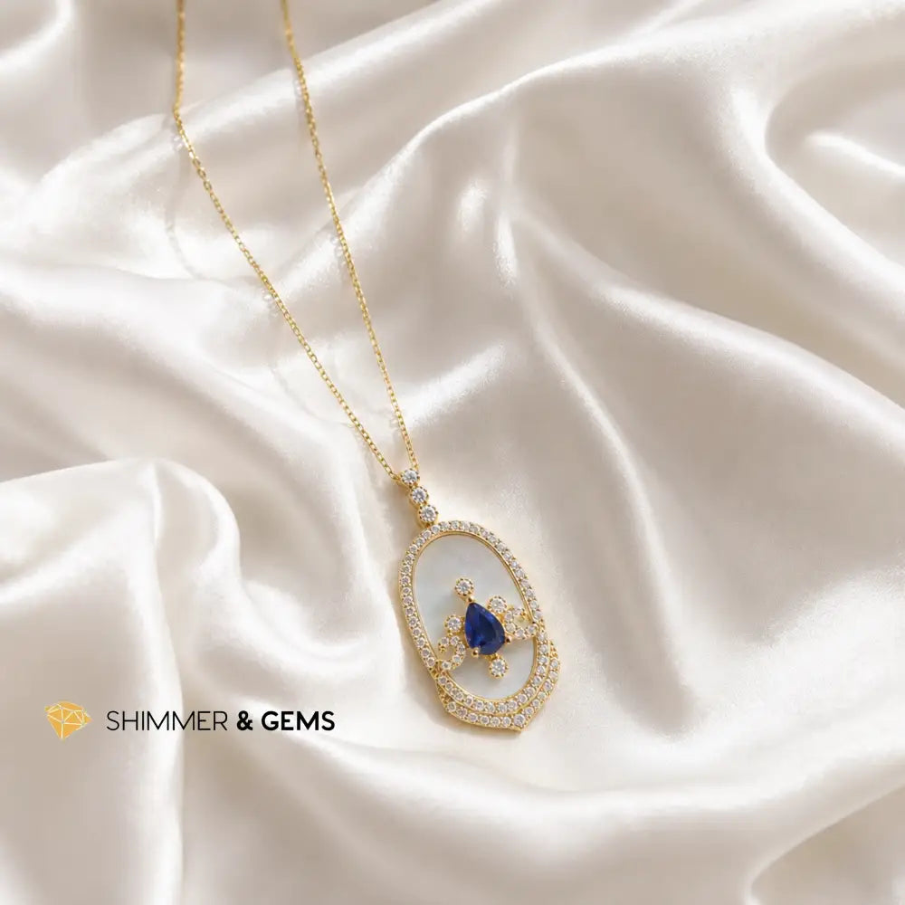 Sapphire with Mother of Pearl 21mm Necklace - 21mm Necklace