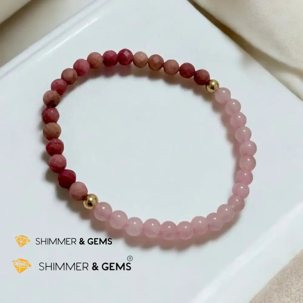 Secret Message Bracelet of HOPE (Rose Quartz & Rhodochrosite) 4mm with 14k gold filled & a secret message 5.5” Bracelets
