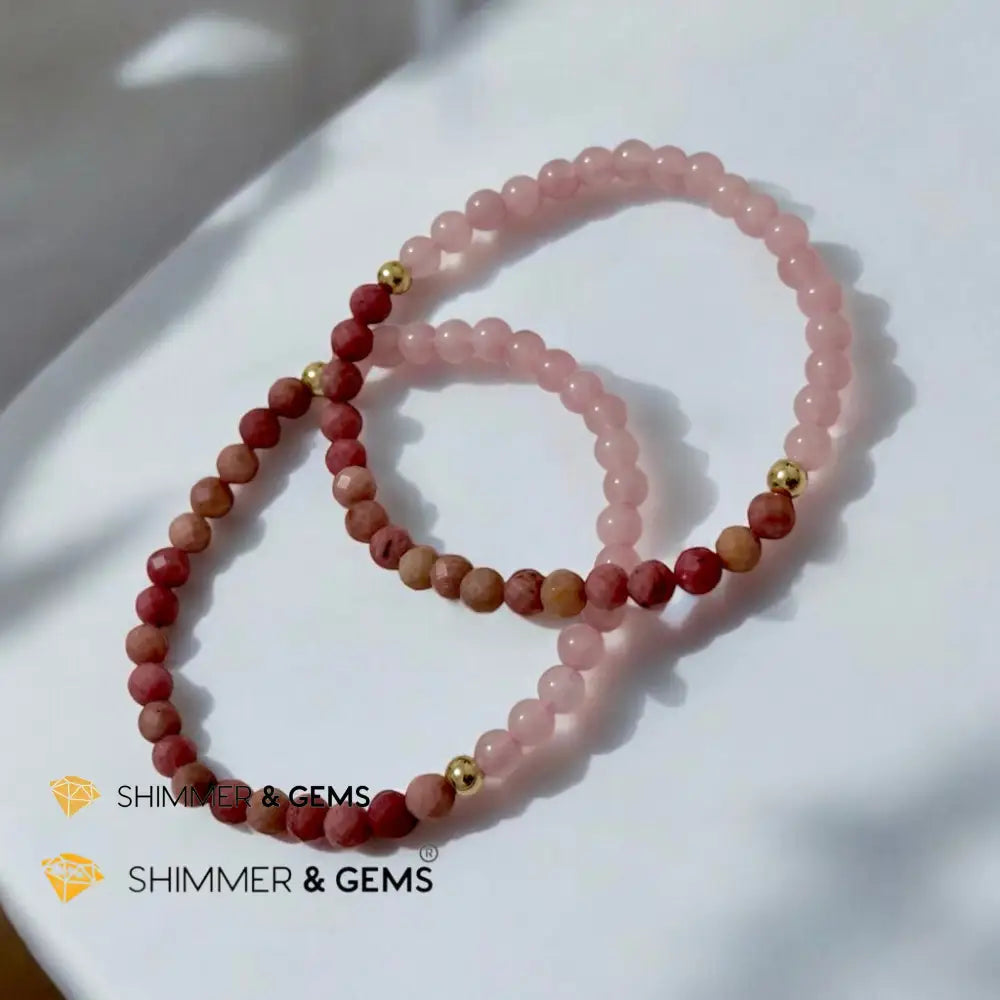Secret Message Bracelet of HOPE (Rose Quartz & Rhodochrosite) 4mm with 14k gold filled & a secret message 6.5” Bracelets