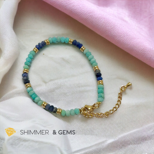 Self Expression Bracelet (Amazonite and Sodalite 4mm Rondelle) with stainless steel chain
