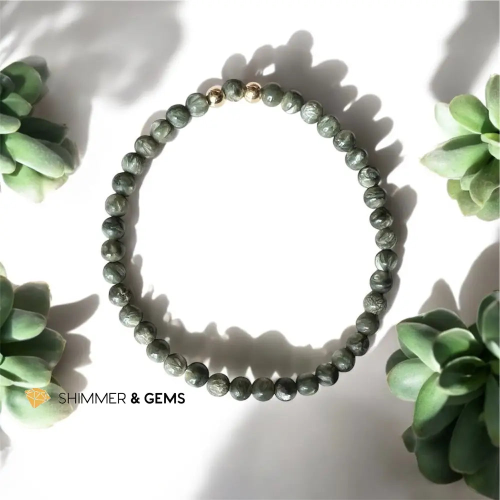 Seraphinite Bracelet AAA grade 4mm (Cancer Prevention) 6” Bracelets