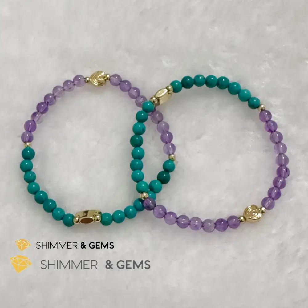 Sheep Animal Zodiac 2024 Goodluck Bracelet (Turquoise & Amethyst) Feng Shui Feng shui