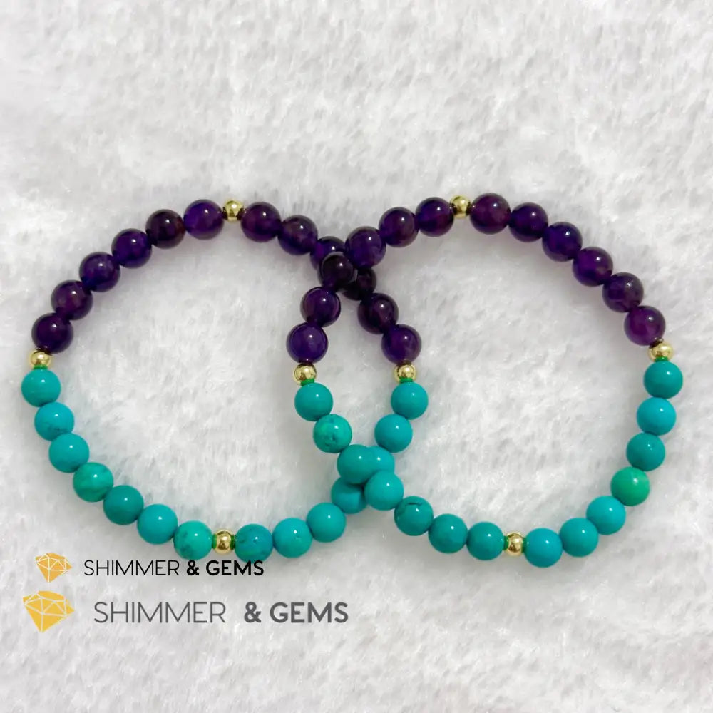 Sheep Animal Zodiac 2024 Goodluck Bracelet (Turquoise & Amethyst) Feng Shui Feng shui