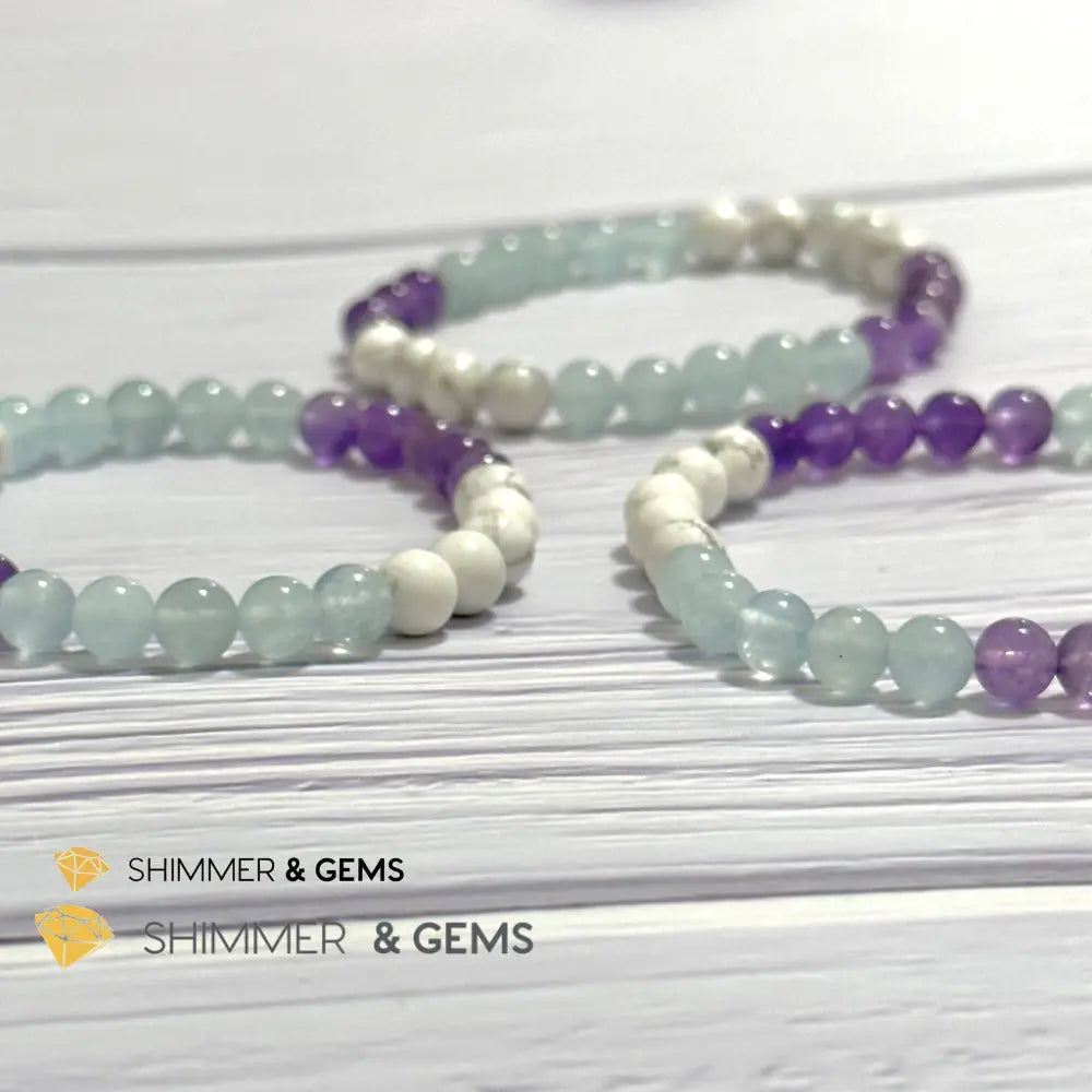 Sleep Well Remedy Bracelet (Howlite Aquamarine & Amethyst 6mm)