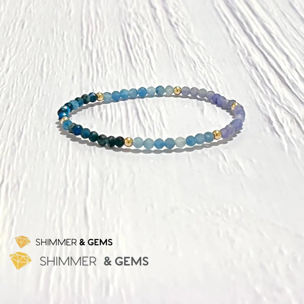 Stress Release Bracelet (Aquamarine Kyanite Tanzanite)4Mm