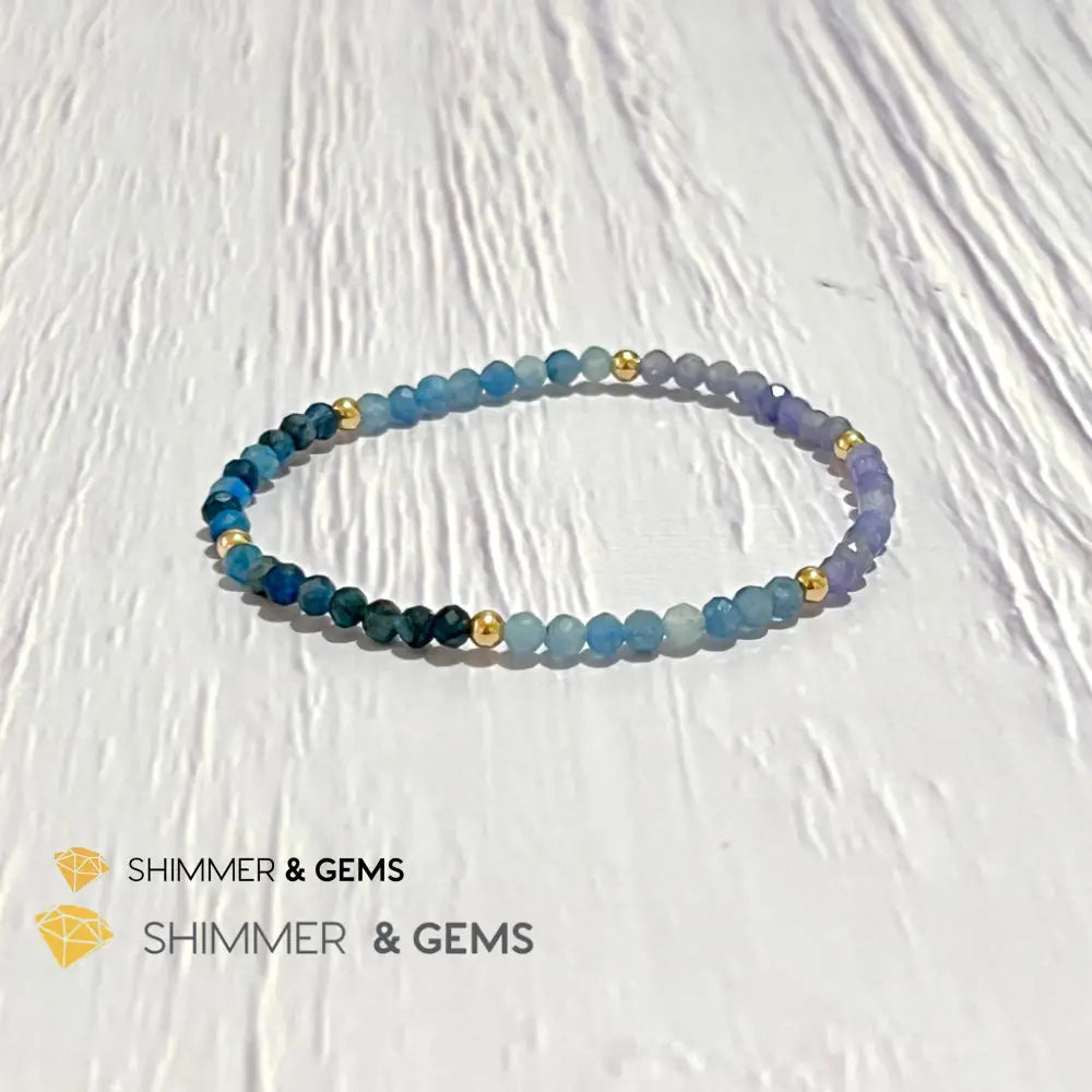 Stress Release Bracelet (Aquamarine Kyanite Tanzanite)4Mm 5.5