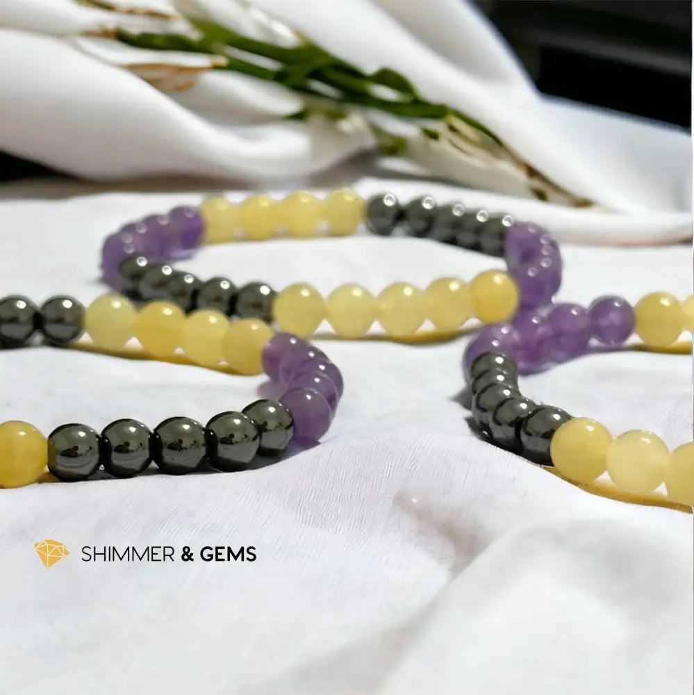 Study & Exams Remedy Bracelet (Hematite Calcite Amethyst 6mm)