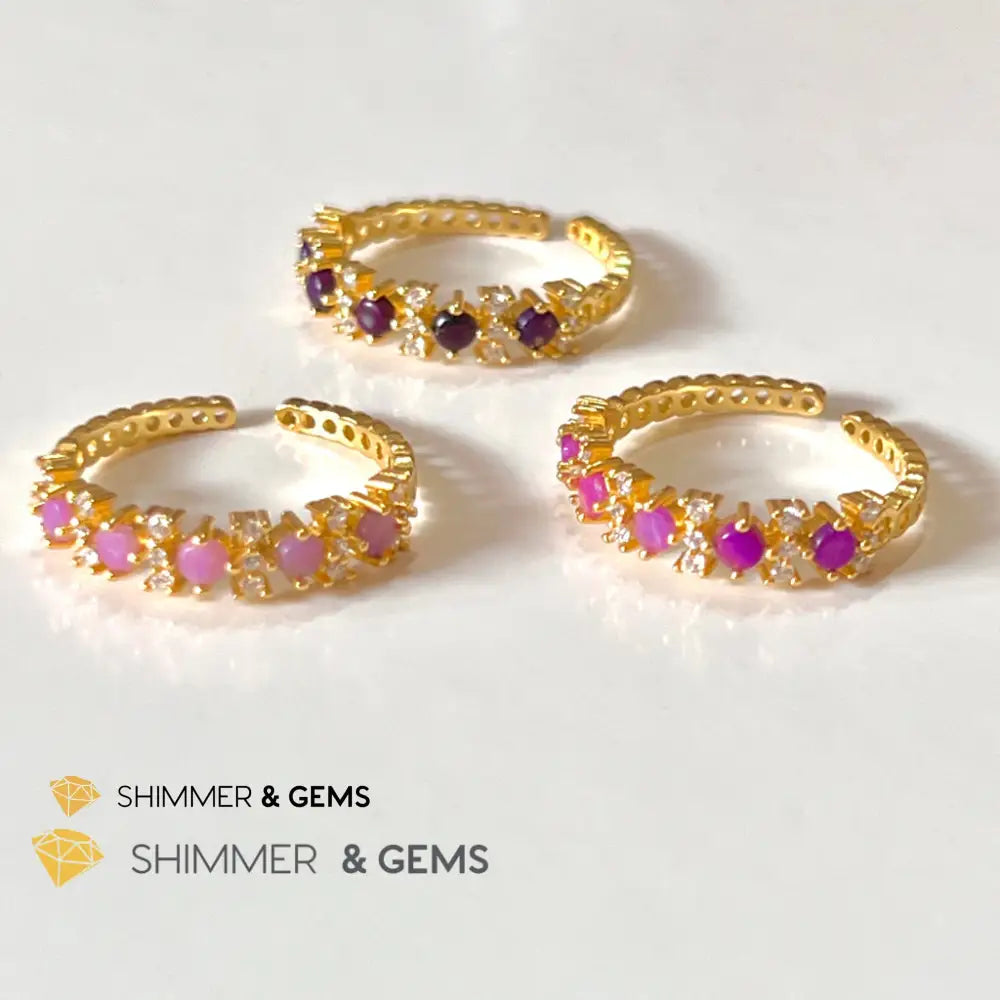 Sugilite 925 Silver Rings (Gold Electroplating) Adjustable Size