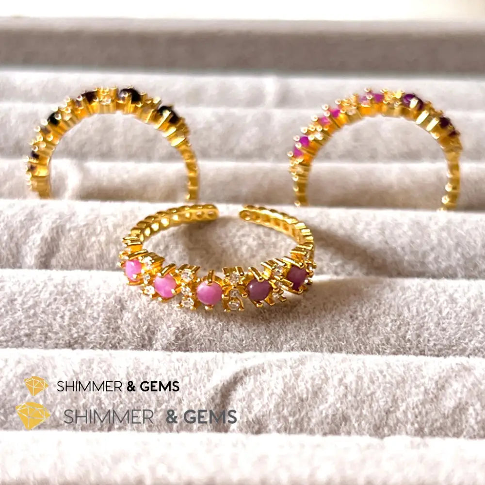 Sugilite 925 Silver Rings (Gold Electroplating) Adjustable Size