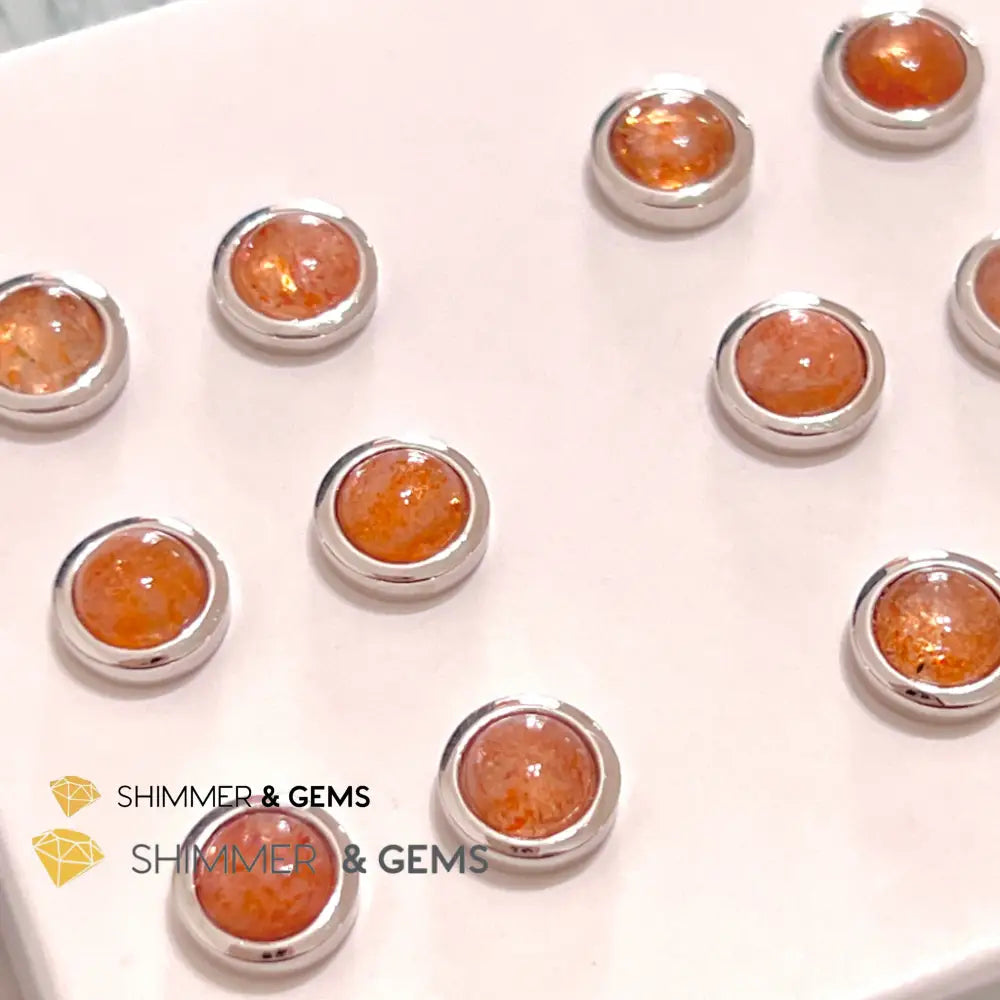 Sunstone Round 925 Silver Earrings