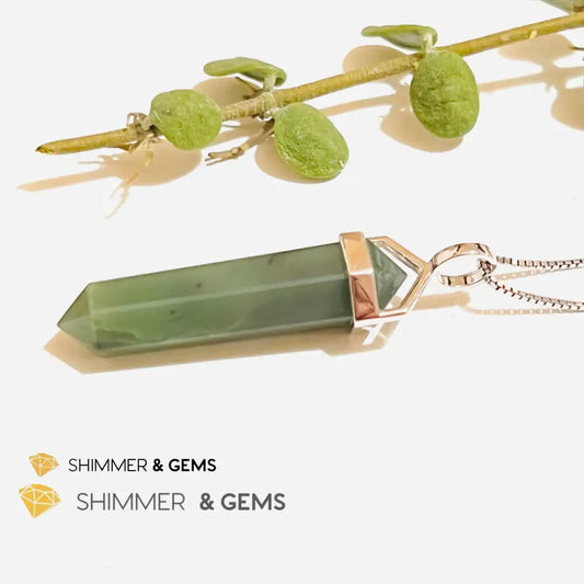 Taiwan Jade Double Pointer Pendant (925 Silver) 23.5 Carats Charms & Pendants