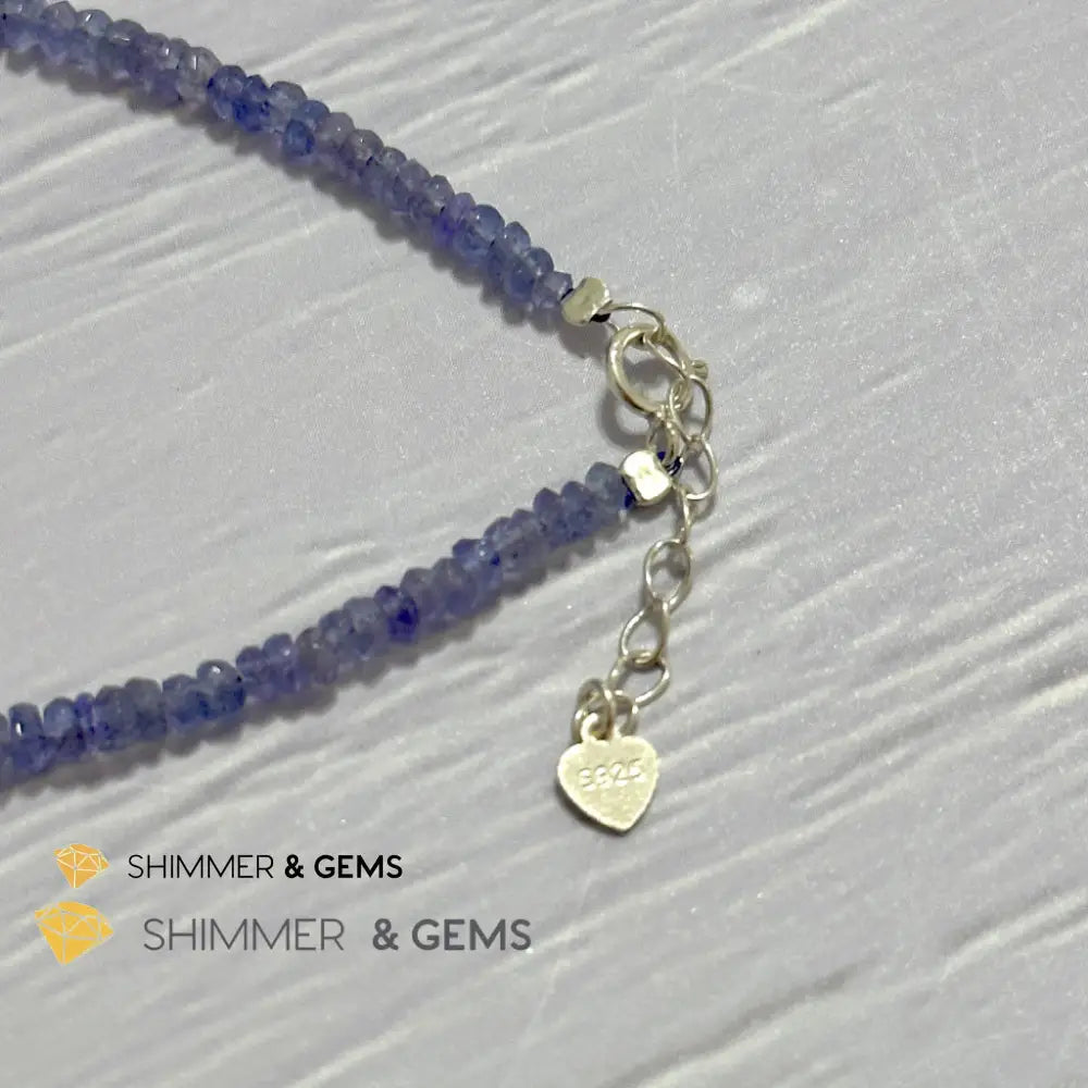 Tanzanite 925 Silver Bracelet (3-3.5mm Rondelle) Adjustable Size
