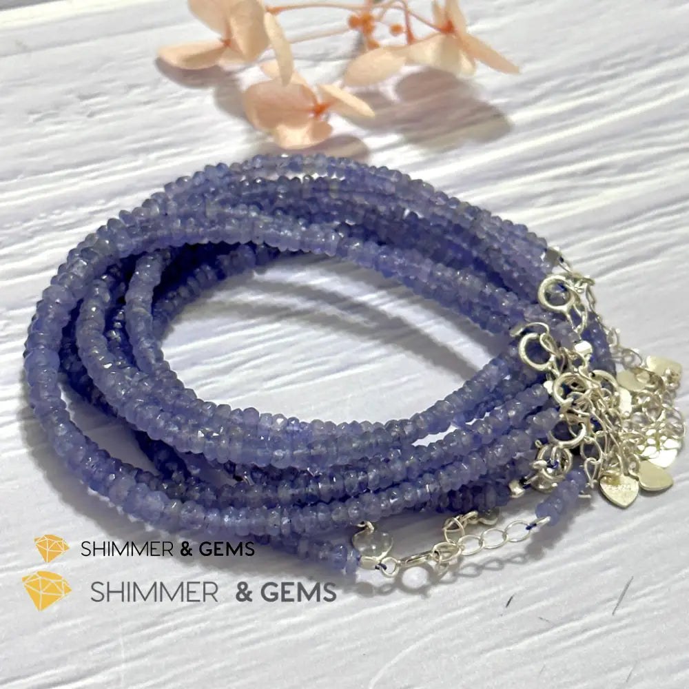 Tanzanite 925 Silver Bracelet (3-3.5mm Rondelle) Adjustable Size