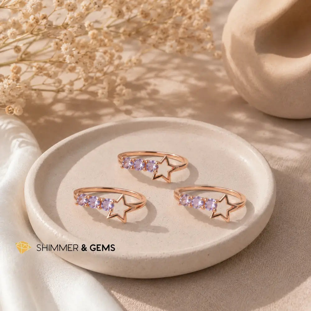 Tanzanite Rose Gold Success Star Ring - Adjustable Ring