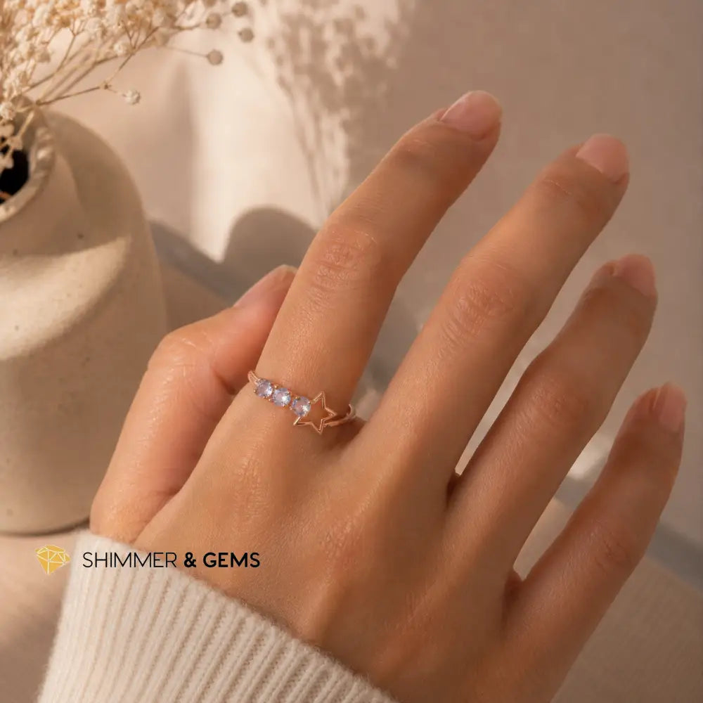 Tanzanite Rose Gold Success Star Ring - Adjustable Ring