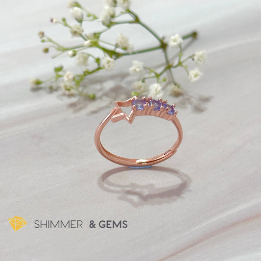 Tanzanite Star 925 Silver Rose Gold Ring