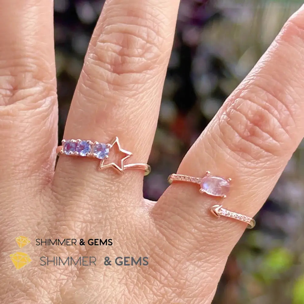 Tanzanite Star 925 Silver Rose Gold Ring