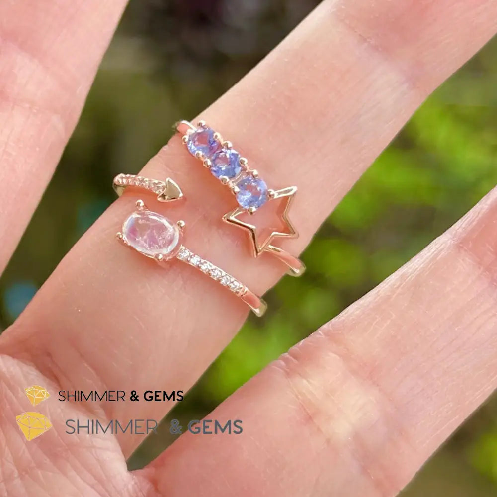 Tanzanite Star 925 Silver Rose Gold Ring