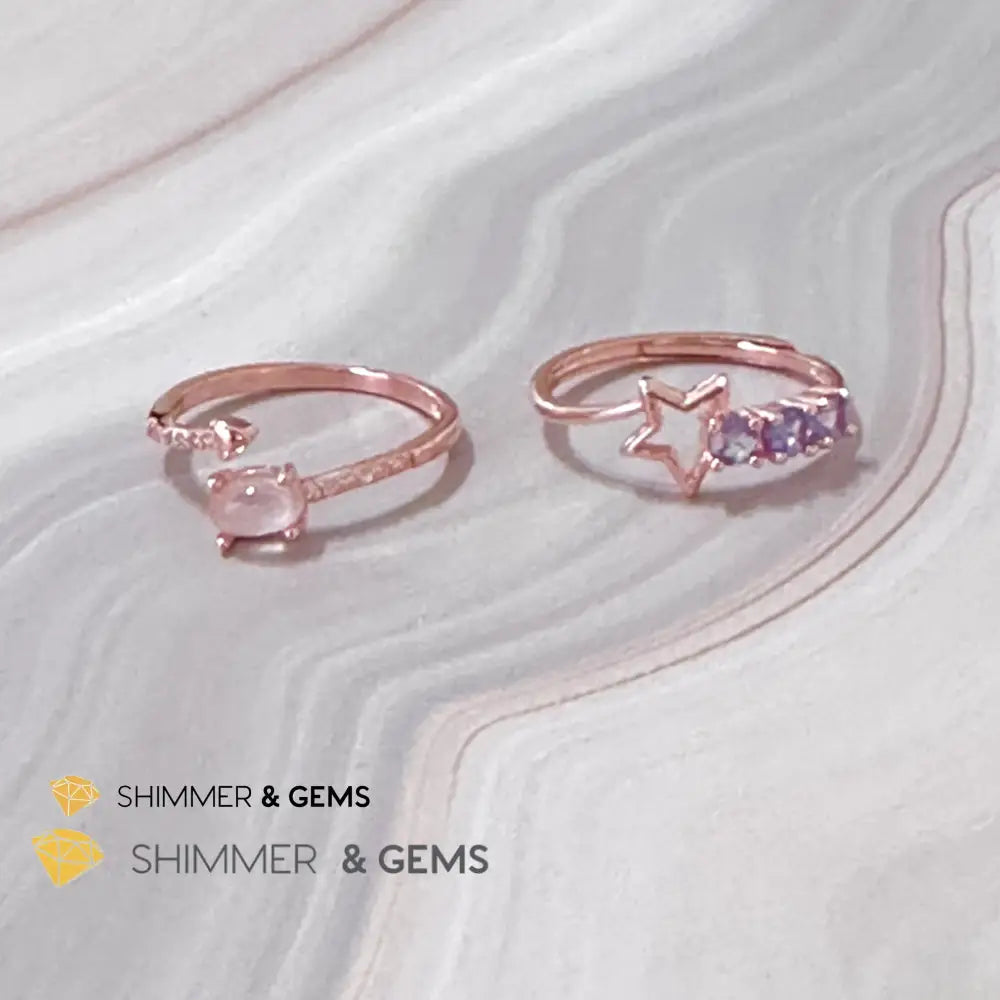 Tanzanite Star 925 Silver Rose Gold Ring