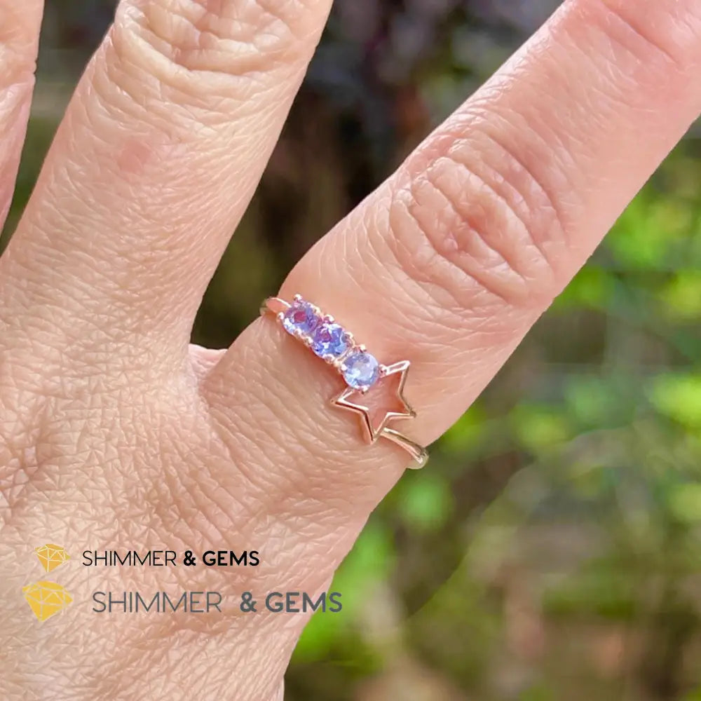 Tanzanite Star 925 Silver Rose Gold Ring