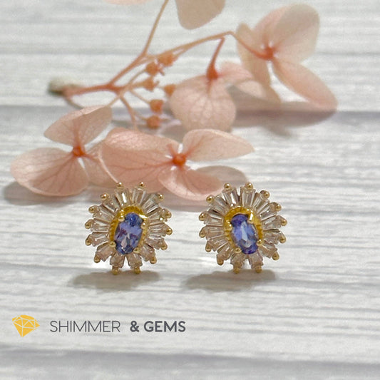 Tanzanite with Zirconia 925 Silver Earrings