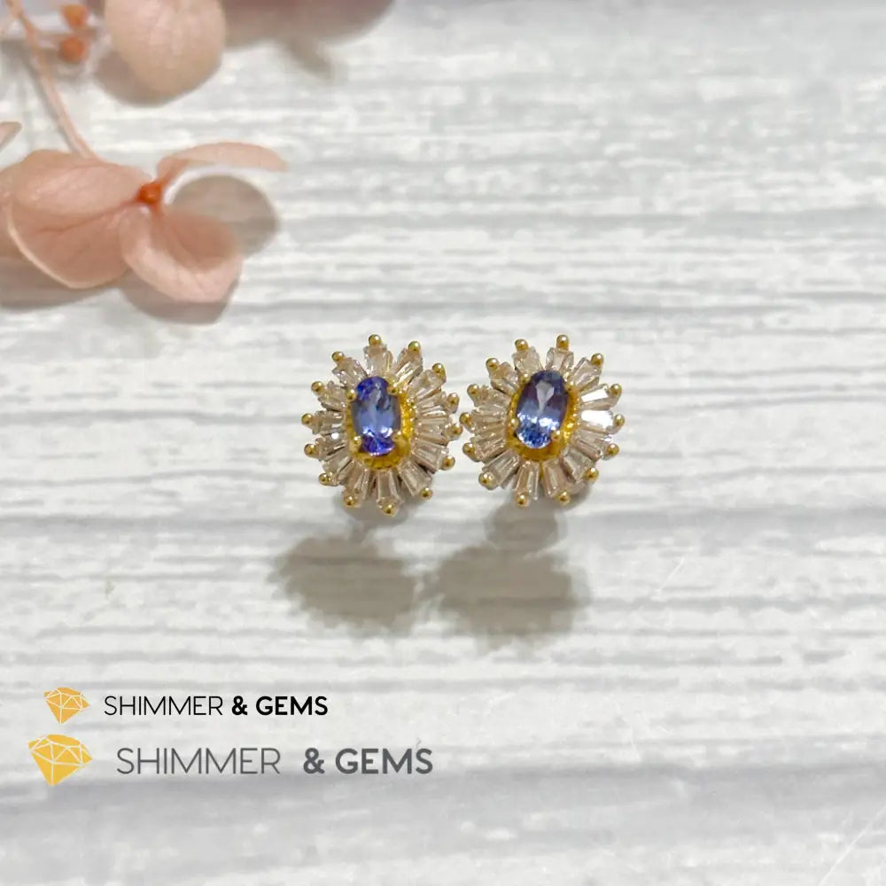 Tanzanite with Zirconia 925 Silver Earrings Per Pair Earrings