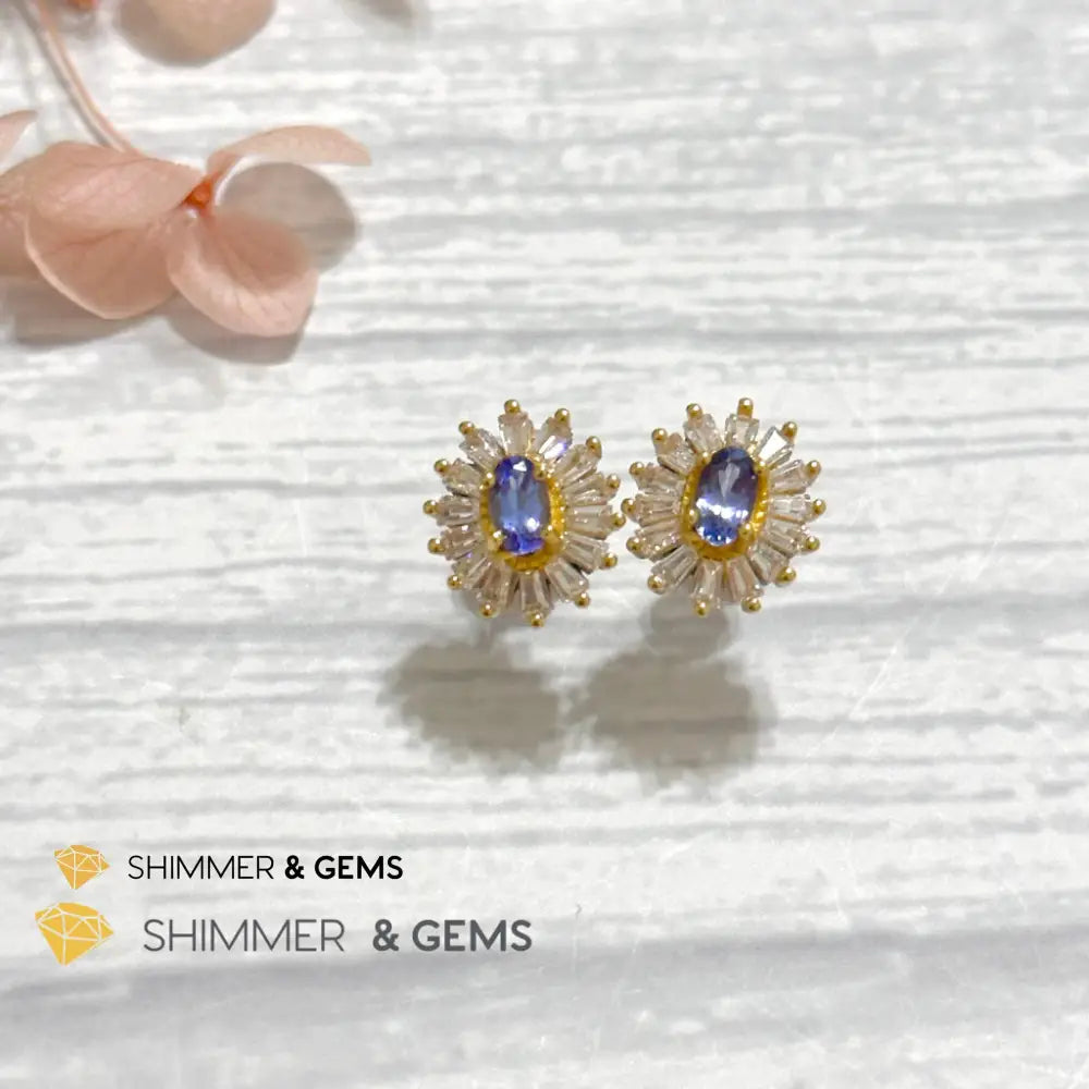 Tanzanite with Zirconia 925 Silver Earrings Per Pair Earrings