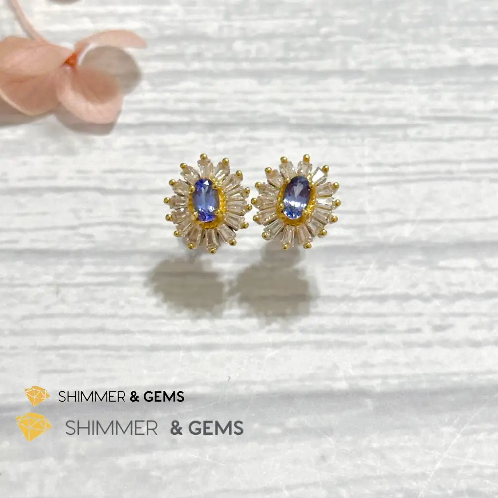 Tanzanite with Zirconia 925 Silver Earrings Per Pair Earrings