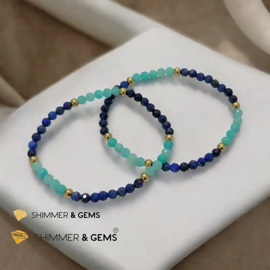 Thyroid Support 4mm Bracelet with Stainless Steel Beads (Amazonite & Lapis) 5.5” Bracelets